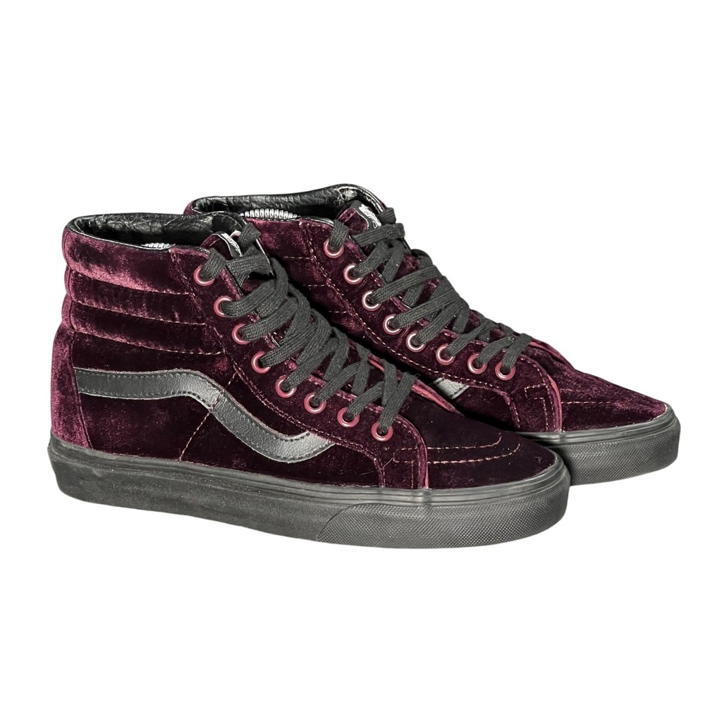 Vans Sk8-Hi Womens 7 / Youth 5.5 Burgundy Purple Velvet High Top Sneakers 721277